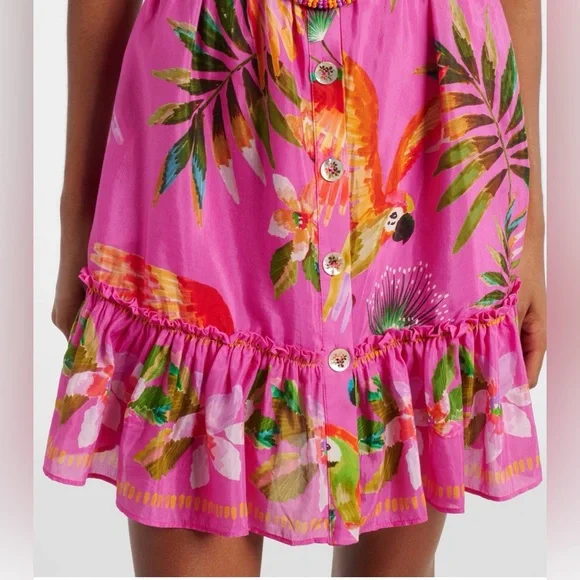 Farm Rio Printed belted cotton-blend midi dress - Picture 8 of 9